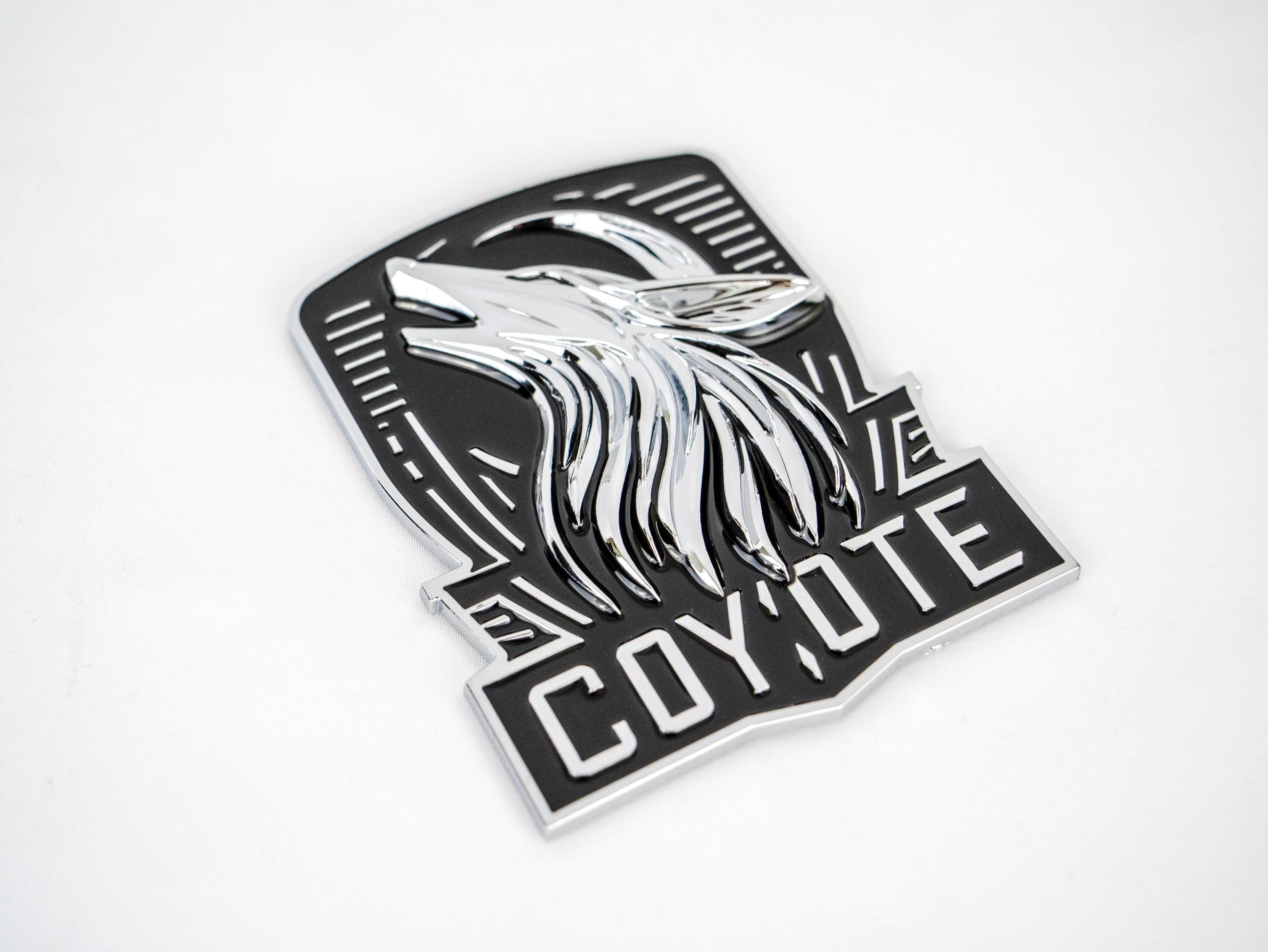 Coyote Emblem – Mustang Accessories for Fender / Door | OEM+ Style, 4"x4" Chrome Black