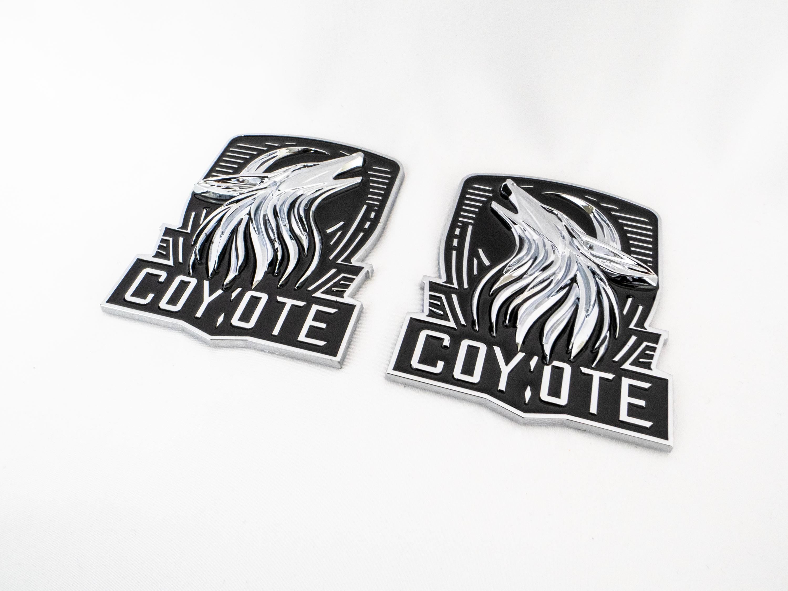 Coyote Emblem – Mustang Accessories for Fender / Door | OEM+ Style, 4"x4" Chrome Black