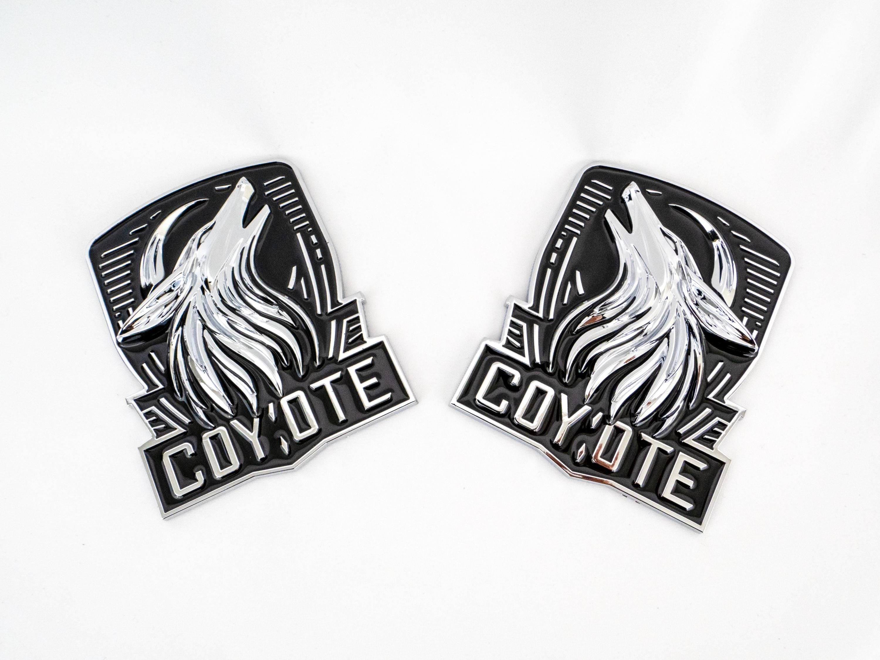 Coyote Emblem – Mustang Accessories for Fender / Door | OEM+ Style, 4"x4" Chrome Black