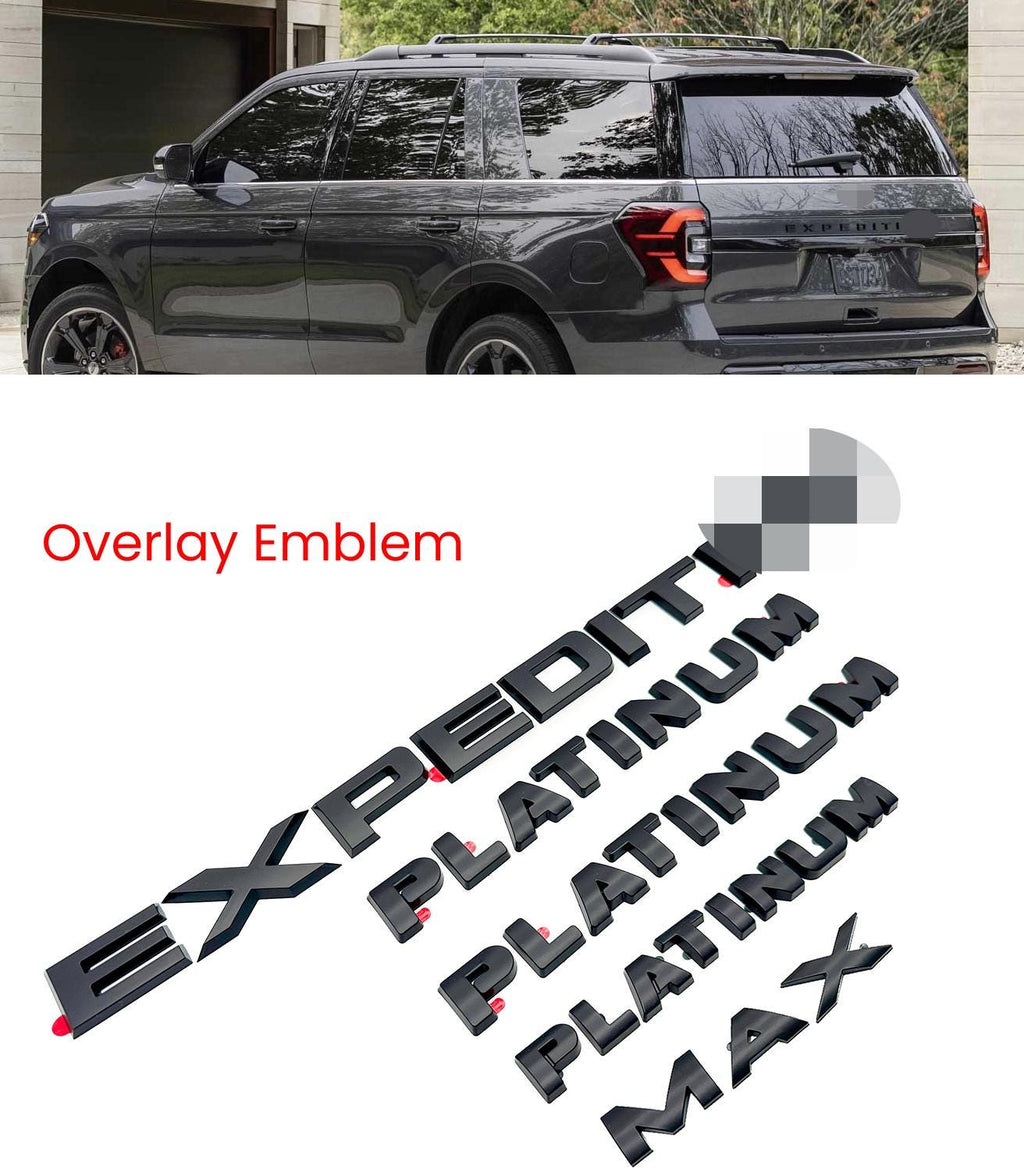 Matte Black EXPEDITION Platinum MAX Overlay Letters Emblem - Fits 2022-2024 Ford Expedition Platinum Max