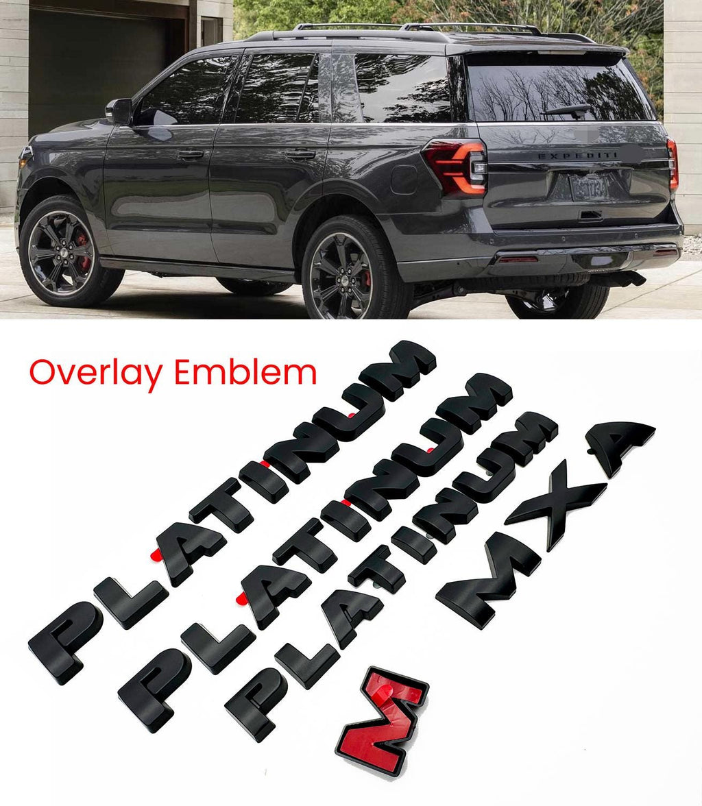 Matte Black EXPEDITION Platinum MAX Overlay Letters Emblem - Fits 2022-2024 Ford Expedition Platinum Max