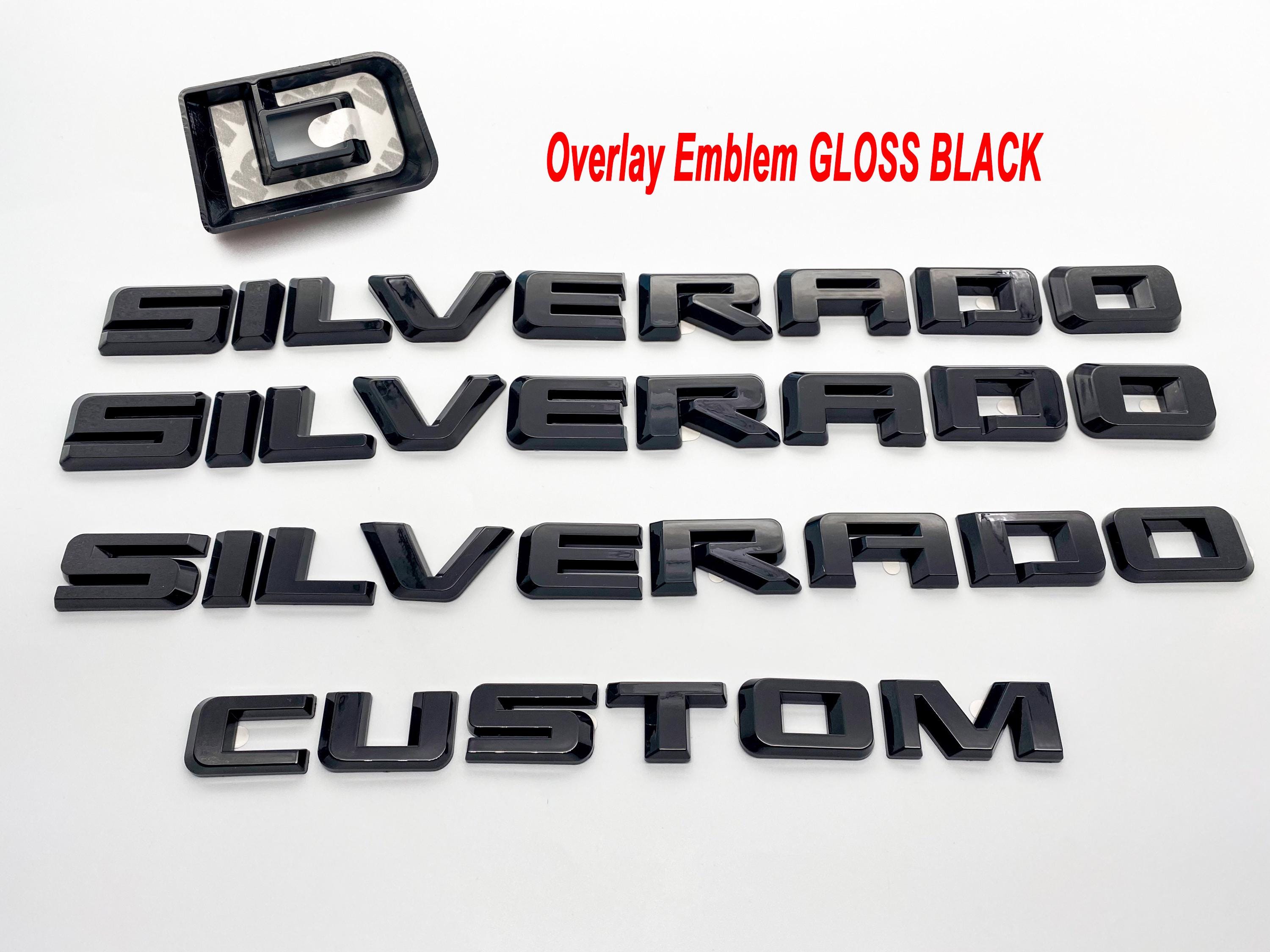 Black Silverado LT LTZ Custom Overlay Letters Emblem - Fits 2019-2025 Chevrolet Chevy Silverado