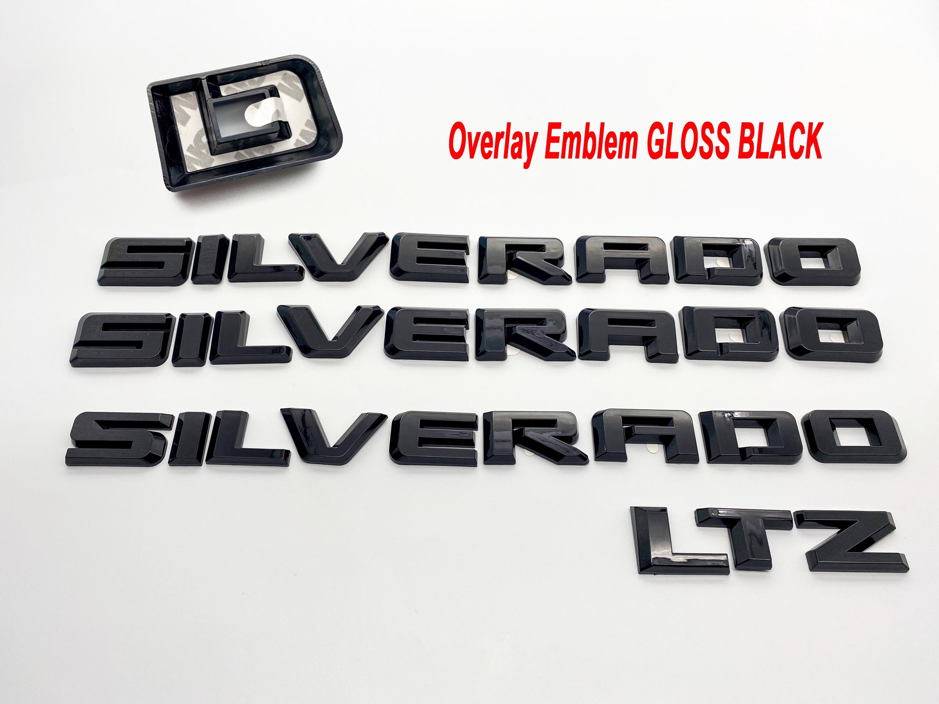Black Silverado LTZ Overlay Letters Emblem - Fits 2019-2025 Chevrolet Chevy Silverado