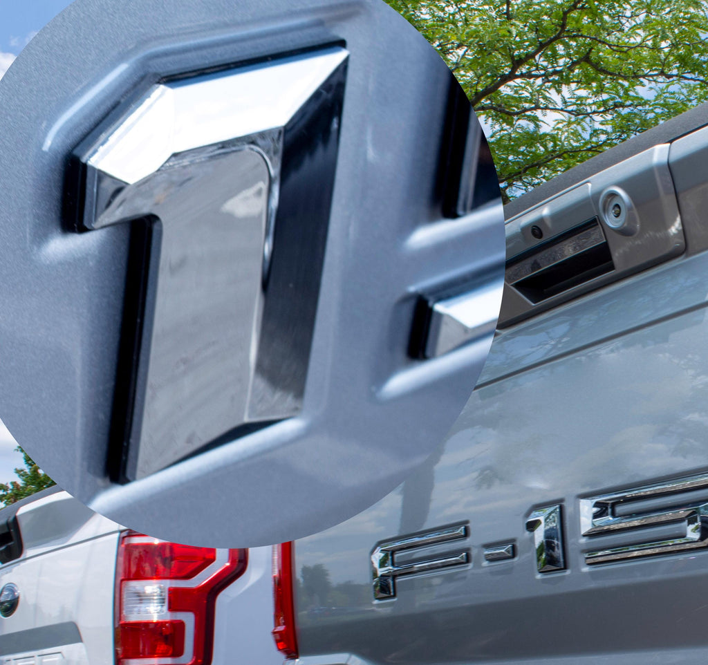 Chrome on Black Raised Tailgate Insert Letters Tailgate Letters Insert Plastic Badge Fits 2021-2025 Ford F-150 F150 Protailgate Pro Tailgate