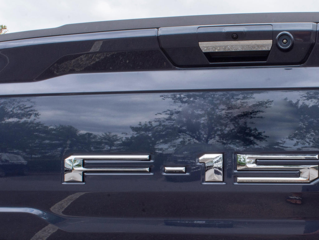 Chrome on Black Raised Tailgate Insert Letters Tailgate Letters Insert Plastic Badge Fits 2021-2025 Ford F-150 F150 Protailgate Pro Tailgate