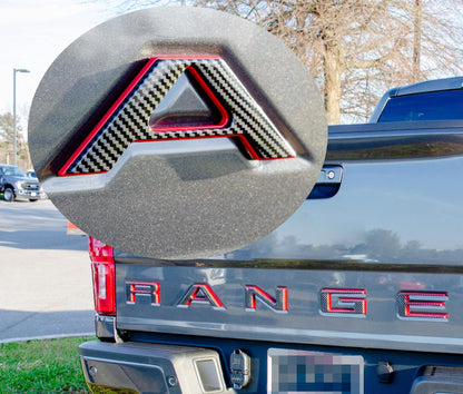 Black fiber with Red outline Raised Tailgate Insert Letters Tailgate Letters Insert Plastic ABS Badge Fits 2019-2023 Ford Ranger Tailgate