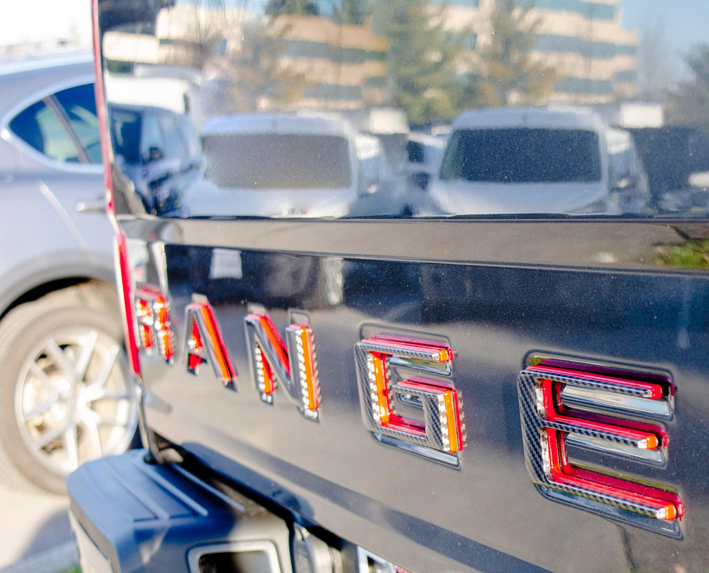 Black fiber with Red outline Raised Tailgate Insert Letters Tailgate Letters Insert Plastic ABS Badge Fits 2019-2023 Ford Ranger Tailgate