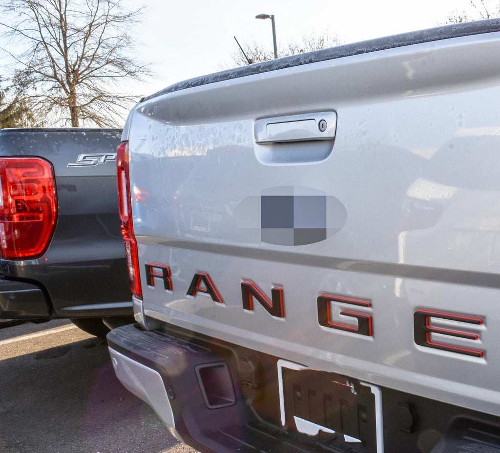 Black on Red outline Raised Tailgate Insert Letters Tailgate Letters Insert Plastic ABS Badge Fits 2019-2023 Ford Ranger Tailgate