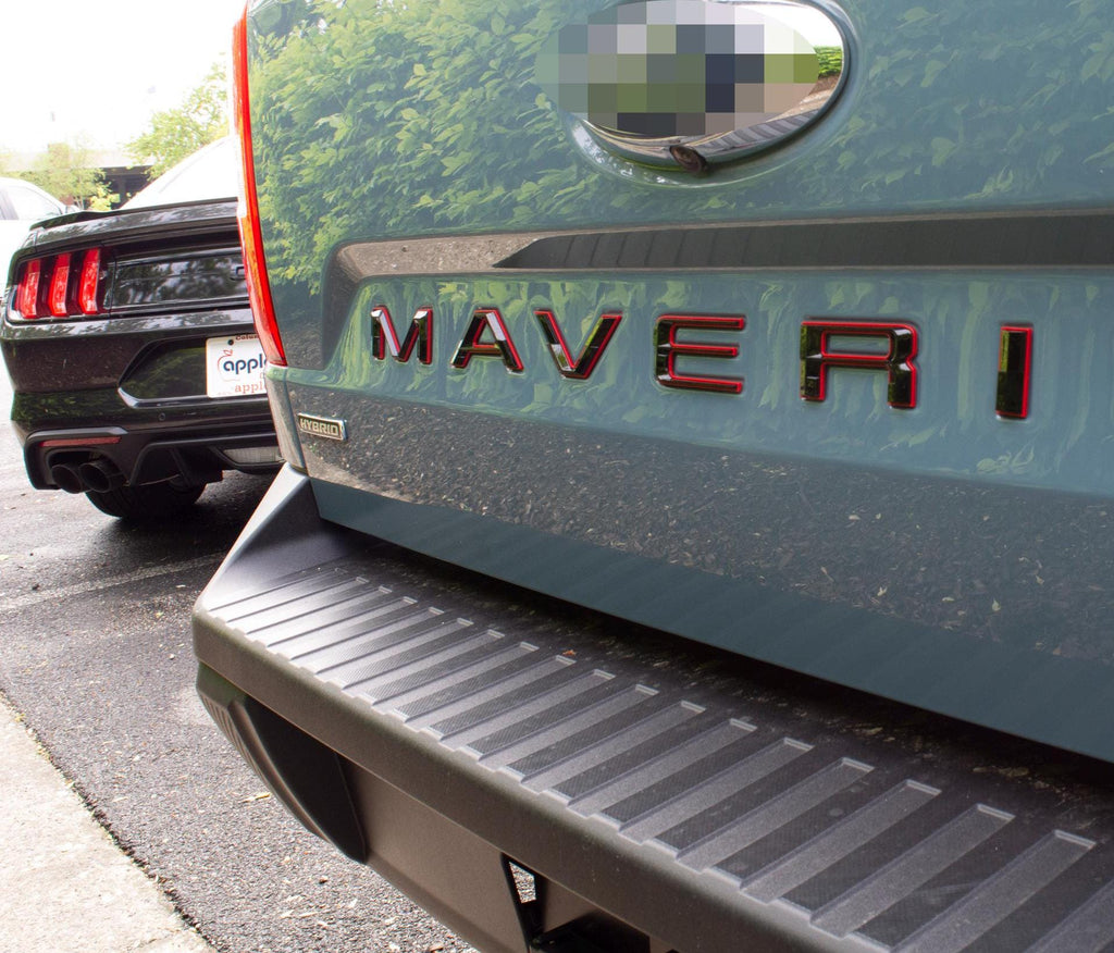 Black on Red Fits 2022-2025 Ford Maverick Tailgate Letters ABS Plastic Insert Decals - Durable Raised Badge Kit