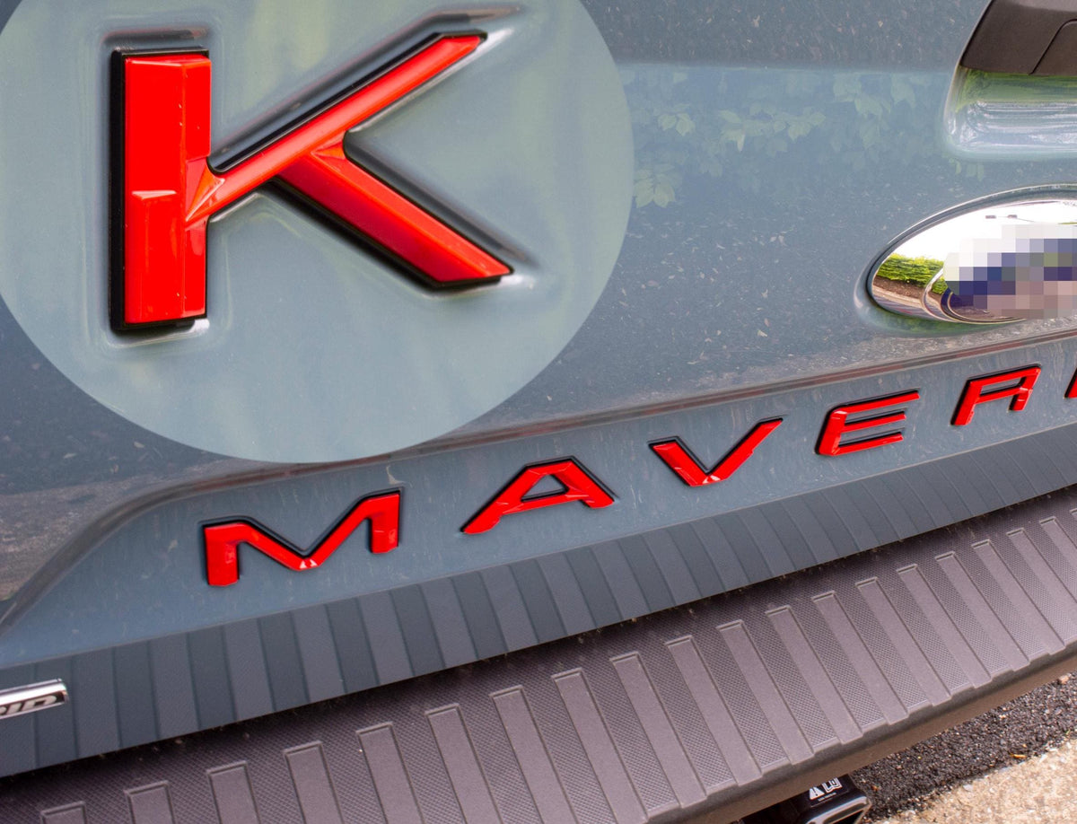 Red on Black Fits 2022-2025 Ford Maverick Tailgate Letters ABS Plastic Insert Decals - Durable Raised Badge Kit