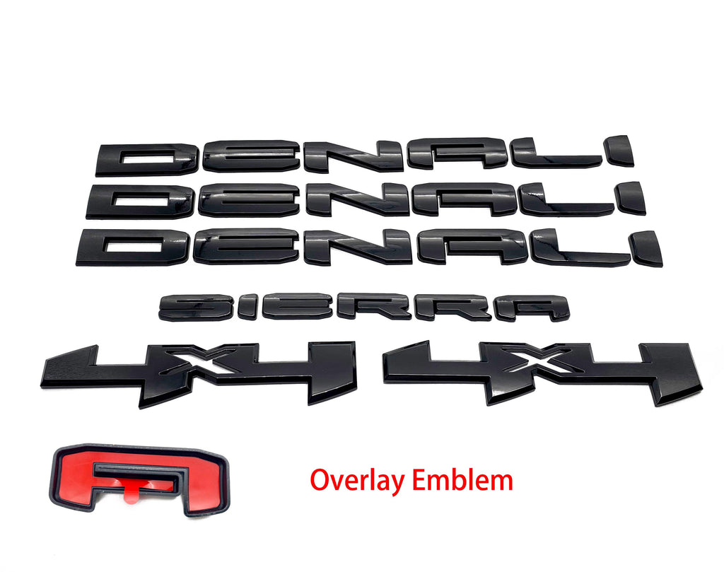 Doors Tailgate Sierra Denali 4x4 overlay Emblems Fits 2019-2025 GMC Sierra 1500 Denali 4X4