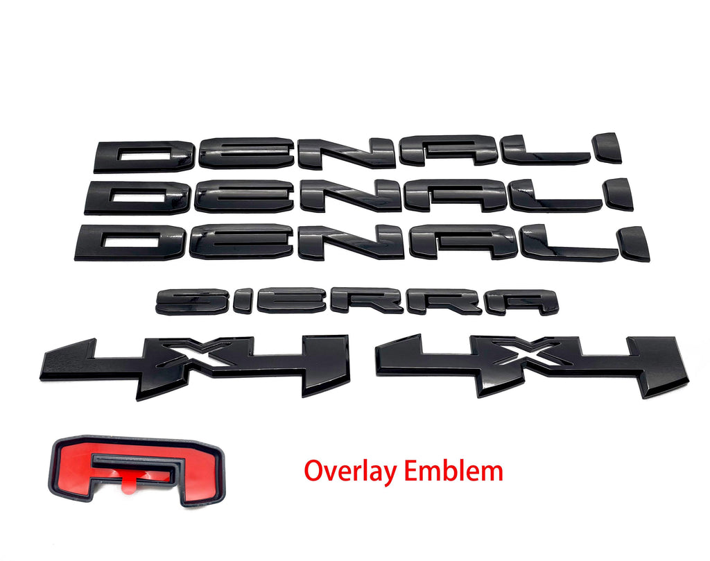 Doors Tailgate Sierra Denali 4x4 overlay Emblems Fits 2019-2025 GMC Sierra 1500 Denali 4X4