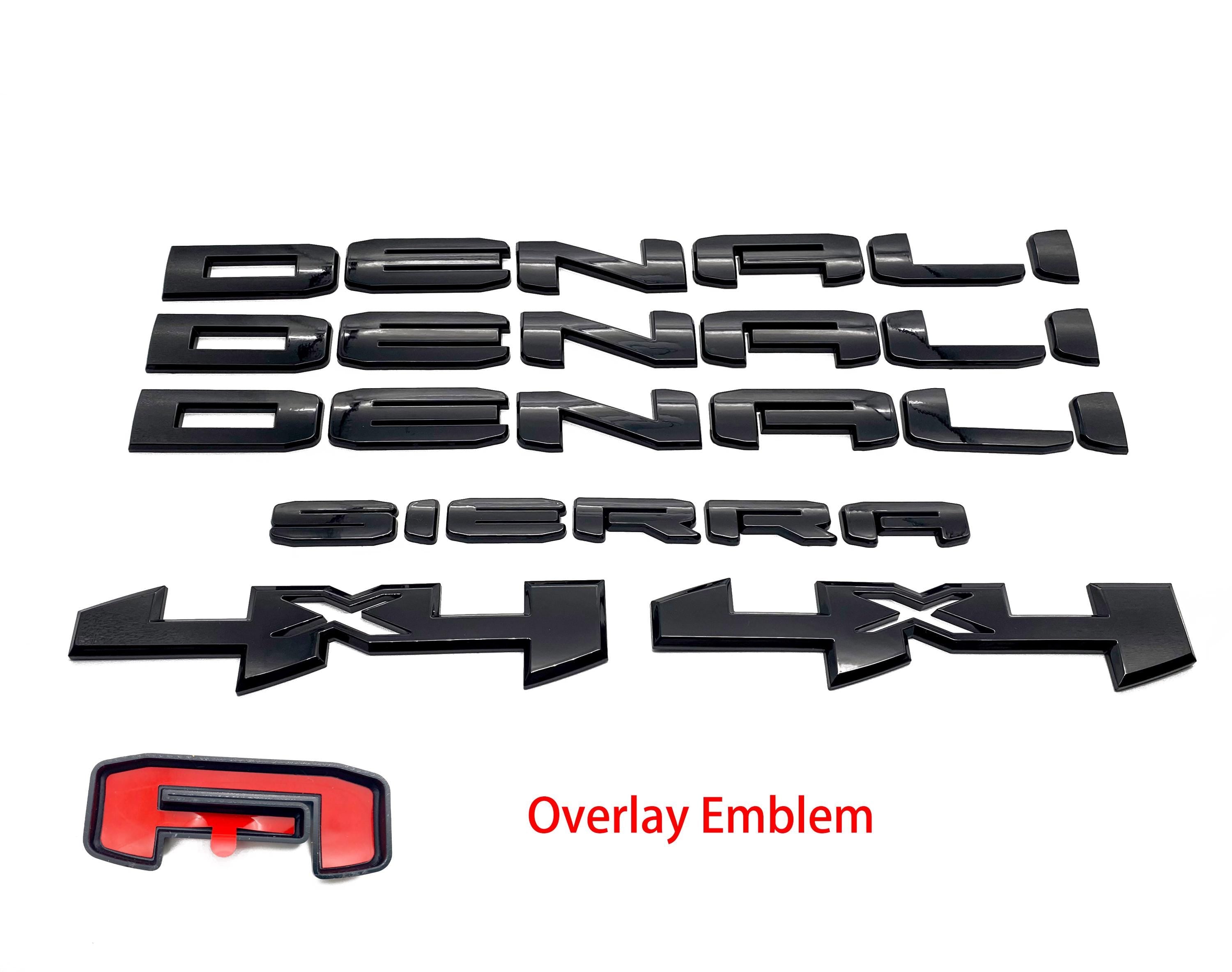 Doors Tailgate Sierra Denali 4x4 overlay Emblems Fits 2019-2025 GMC Sierra 1500 Denali 4X4