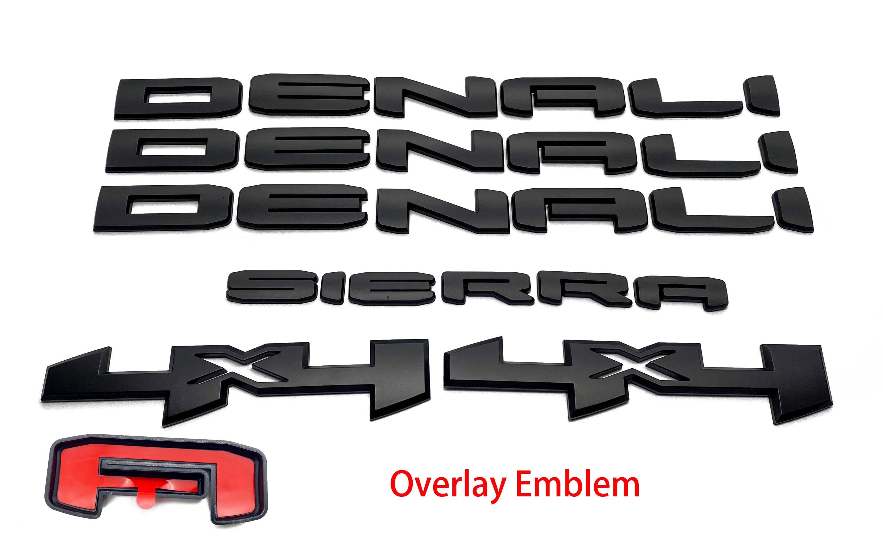 Doors Tailgate Sierra Denali 4x4 overlay Emblems Fits 2019-2025 GMC Sierra 1500 Denali 4X4 Matte Black