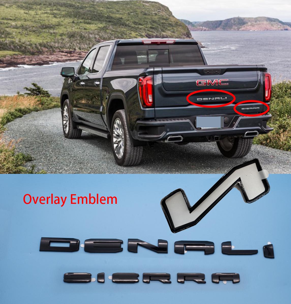 Doors Tailgate Sierra Denali 4x4 overlay Emblems Fits 2019-2025 GMC Sierra 2500 3500 Denali HD 4X4