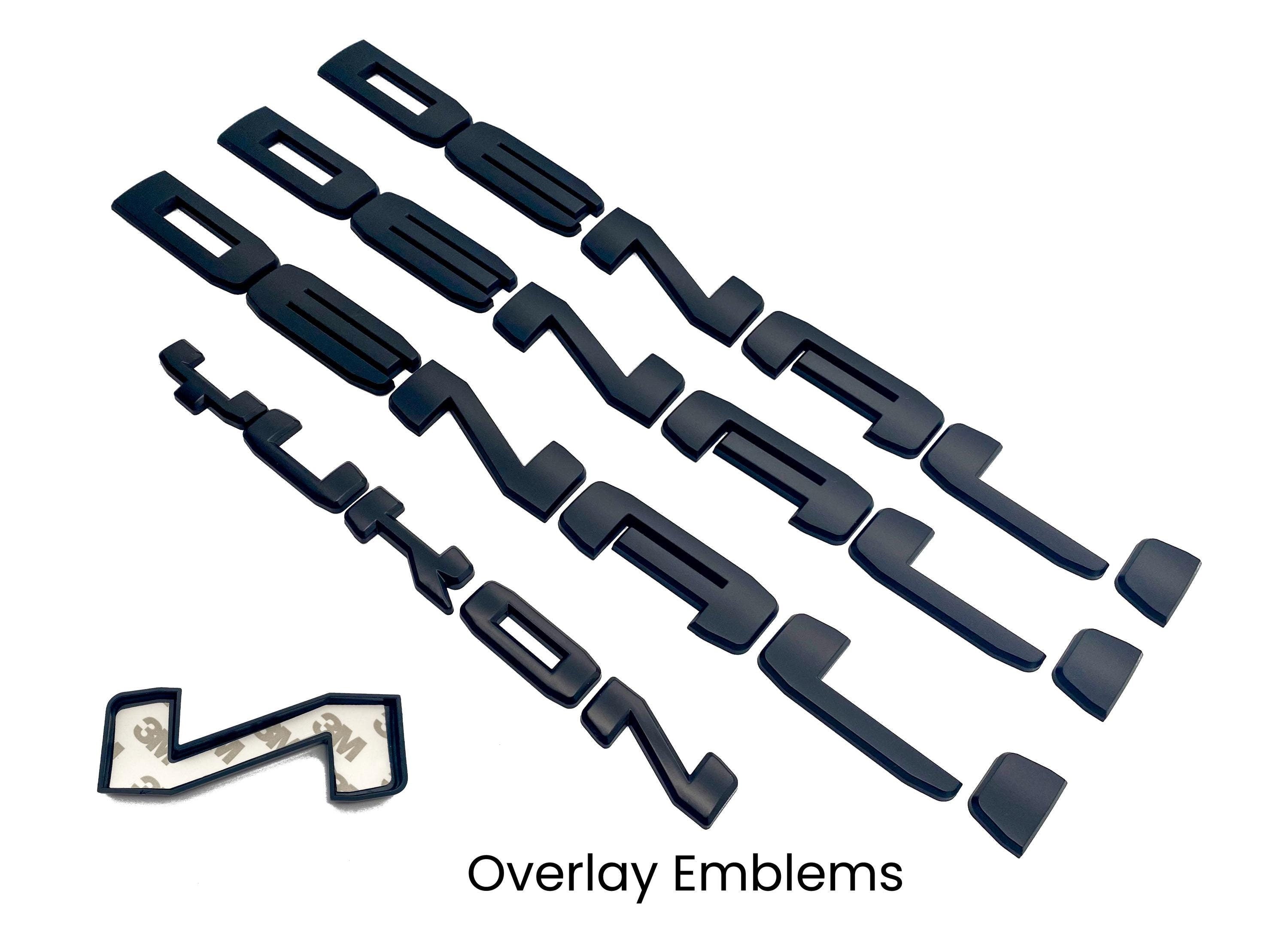 4Pcs Matte Black Overlay Emblems Kit 2025 and up Yukon Denali Letters Emblem 3D Door Rear Nameplate