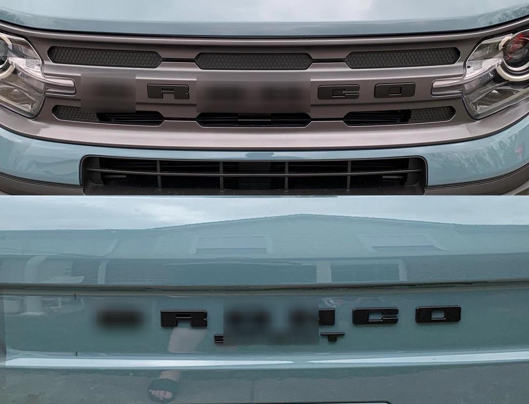Front Grille & Rear Emblem Fully Overlay Set  Blackout Overlay Pack Fits Bronco SPORT 2021 2022 2023 2024 2025