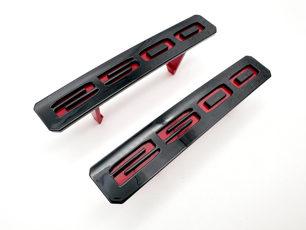 Gloss Black and Red Front Bumper Fascia Fender 2500HD Emblems - Replacement for 2024+ GMC Sierra 2500HD