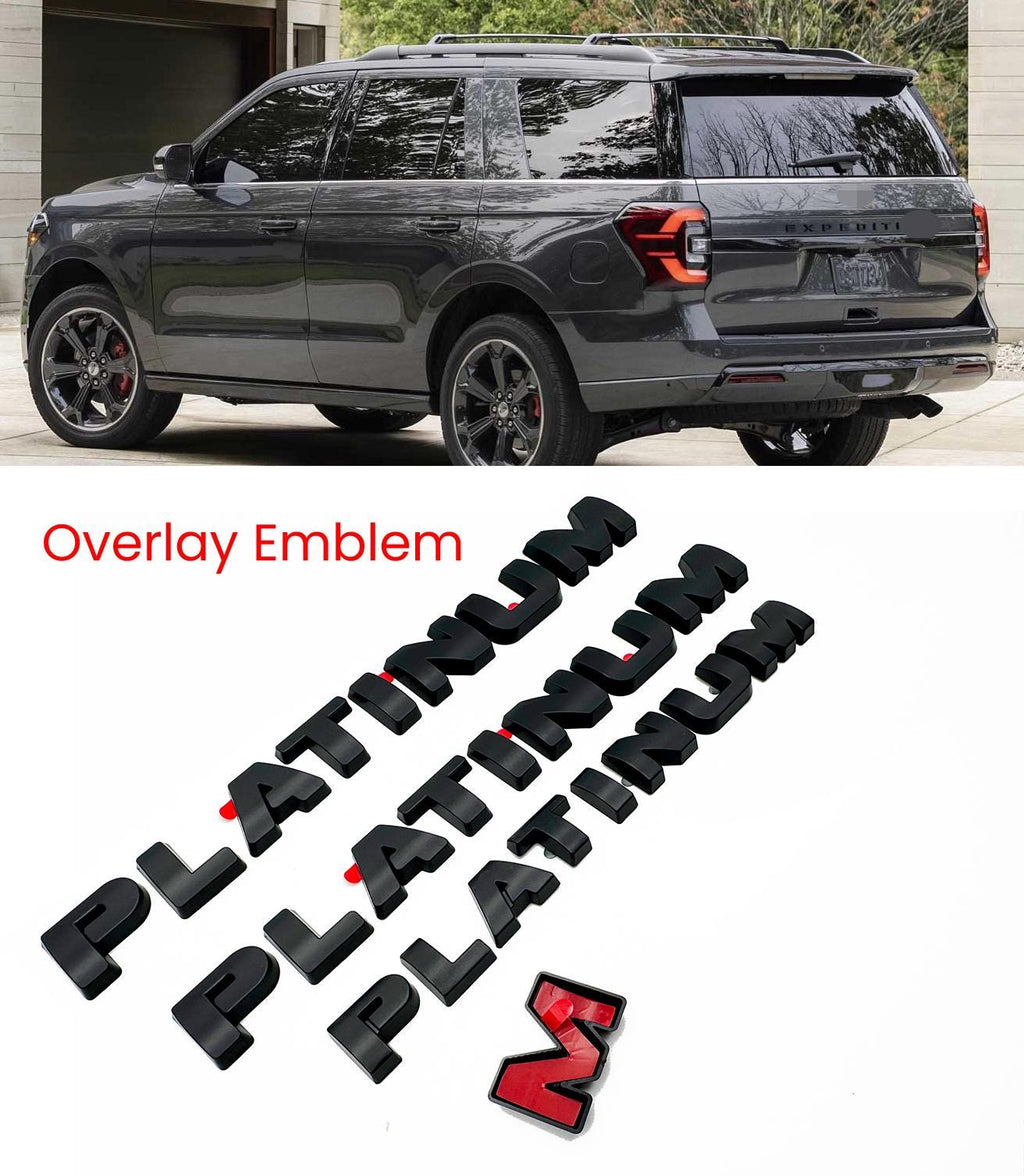 Matte Black EXPEDITION Platinum MAX Overlay Letters Emblem - Fits 2022-2024 Ford Expedition Platinum Max