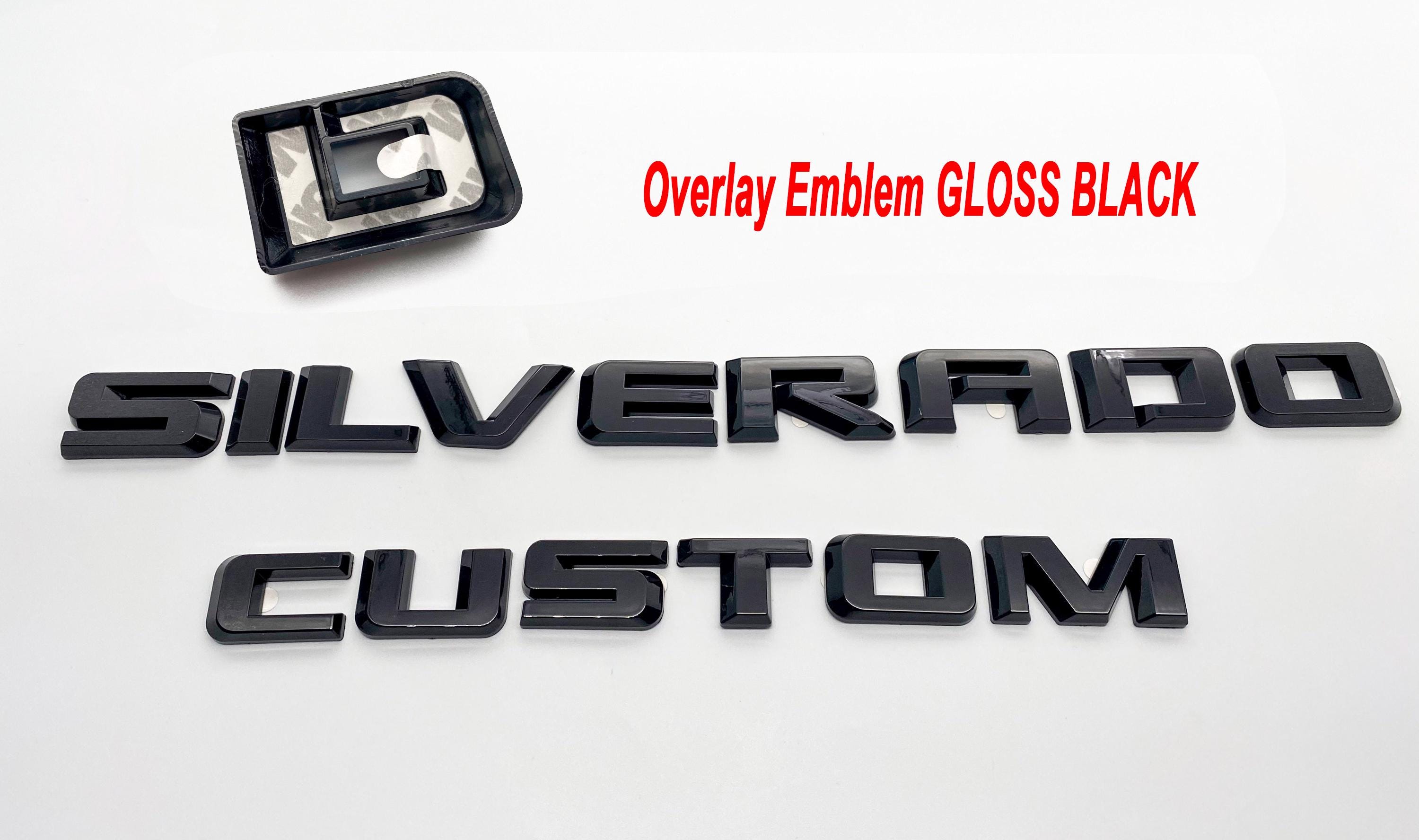 Black Silverado LT LTZ Custom Overlay Letters Emblem - Fits 2019-2025 Chevrolet Chevy Silverado