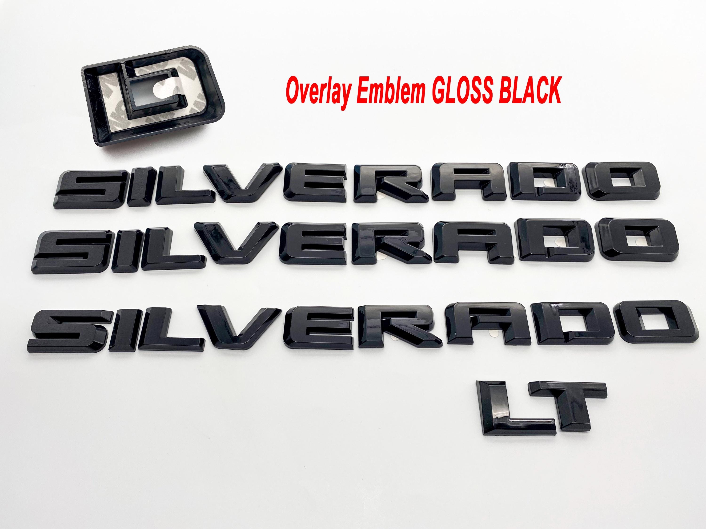 Black Silverado LT Overlay Letters Emblem - Fits 2019-2025 Chevrolet Chevy Silverado