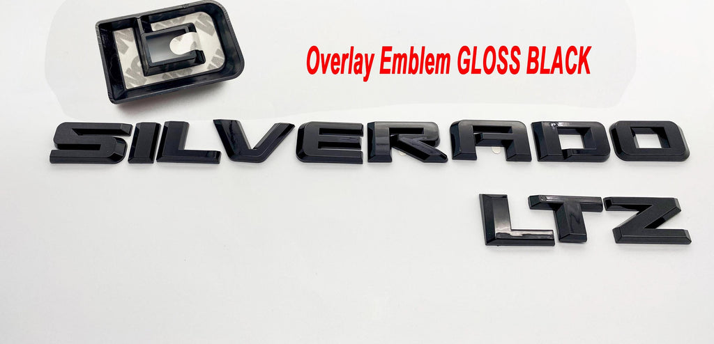 Black Silverado LTZ Overlay Letters Emblem - Fits 2019-2025 Chevrolet Chevy Silverado