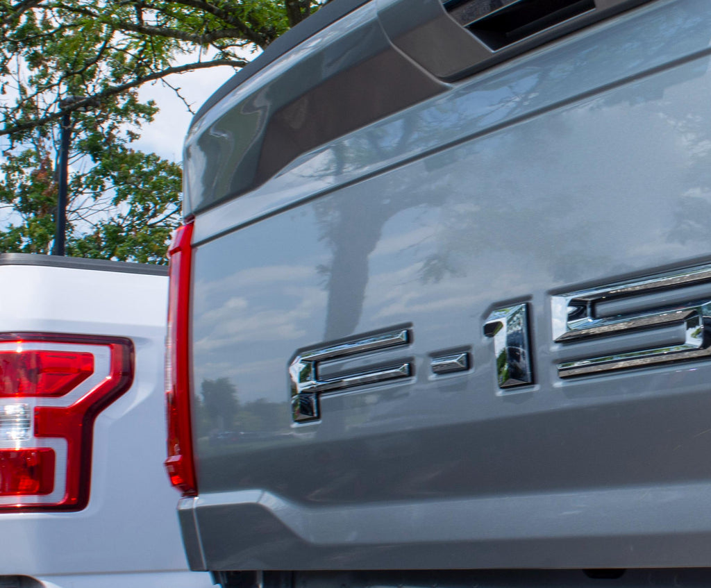 Chrome on Black Raised Tailgate Insert Letters Tailgate Letters Insert Plastic Badge Fits 2021-2025 Ford F-150 F150 Protailgate Pro Tailgate