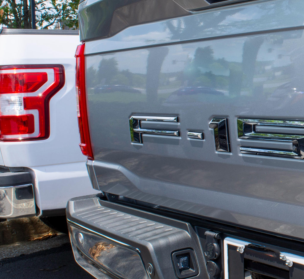 Chrome on Black Raised Tailgate Insert Letters Tailgate Letters Insert Plastic Badge Fits 2021-2025 Ford F-150 F150 Protailgate Pro Tailgate