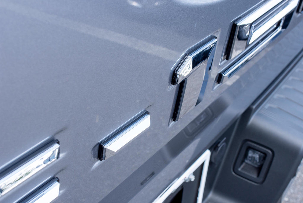 Chrome on Black Raised Tailgate Insert Letters Tailgate Letters Insert Plastic Badge Fits 2021-2025 Ford F-150 F150 Protailgate Pro Tailgate