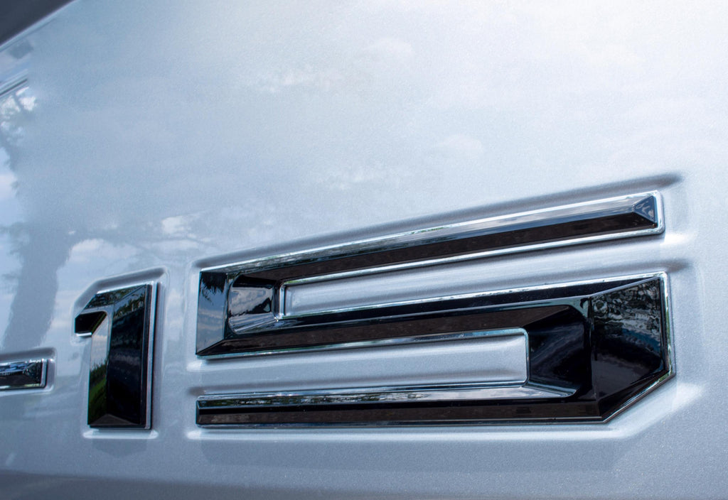 Black on Chrome Raised Tailgate Insert Letters Tailgate Letters Insert Plastic ABS Badge Fits 2021-2025 Ford F-150 F150 Tailgate