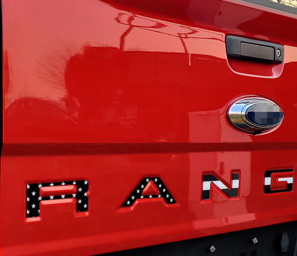 Black Flag Raised Tailgate Insert Letters Tailgate Letters Insert Plastic ABS Badge Fits 2019-2026 Ford Ranger Tailgate