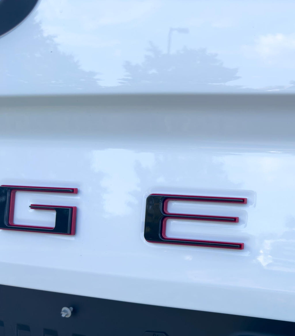 Black with Red Outline Raised Tailgate Insert Letters Tailgate Letters Insert Plastic ABS Badge Fits 2024 and up Ford Ranger Tailgate