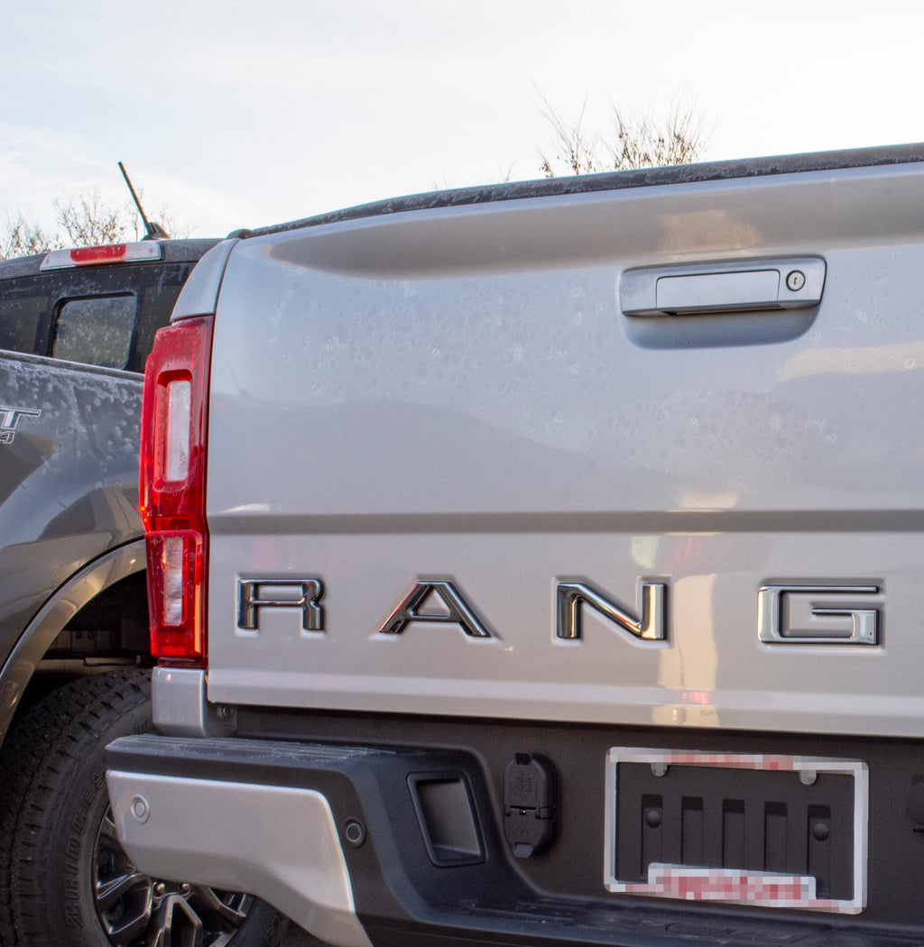 Chrome with black outline Raised Tailgate Insert Letters Tailgate Letters Insert Plastic ABS Badge Fits 2019-2023 Ford Ranger Tailgate