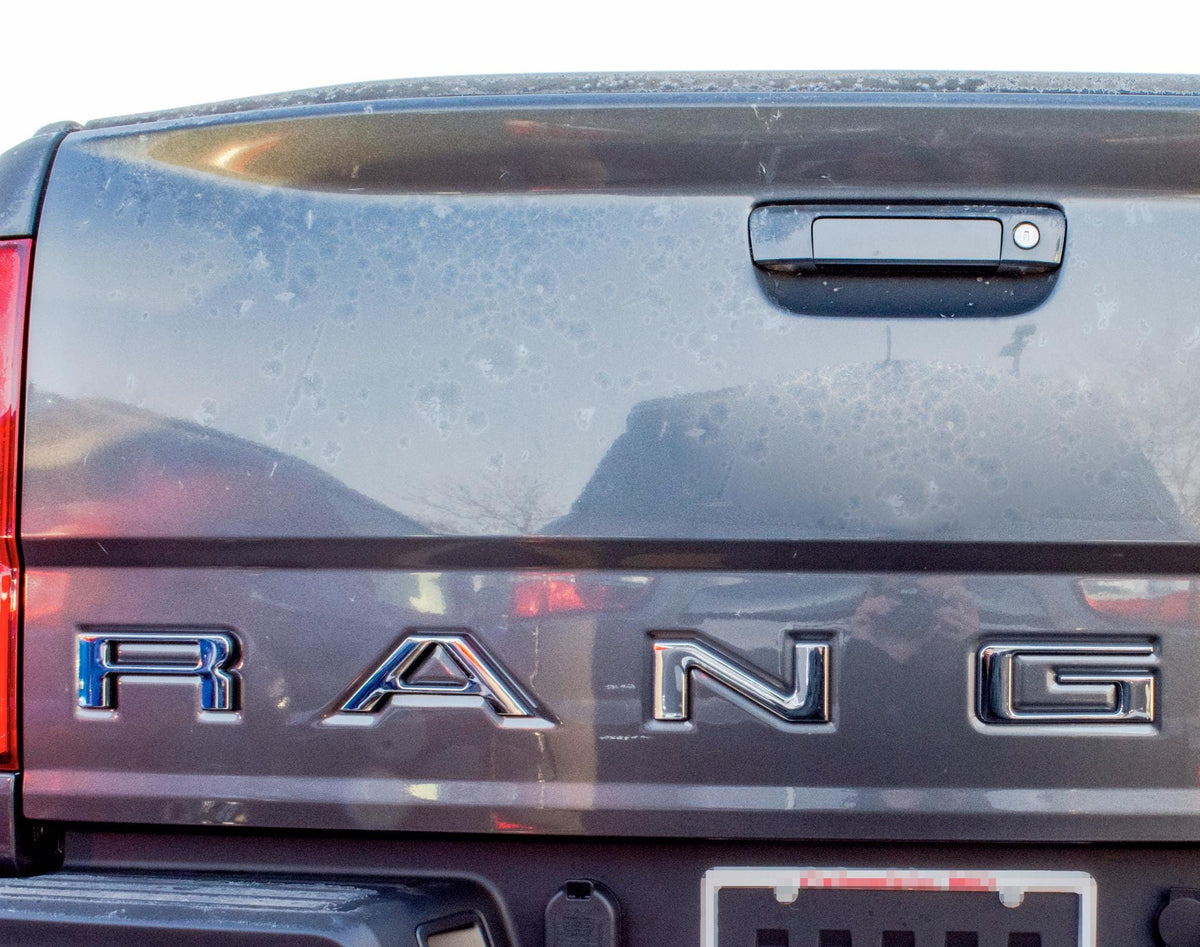 Chrome with black outline Raised Tailgate Insert Letters Tailgate Letters Insert Plastic ABS Badge Fits 2019-2023 Ford Ranger Tailgate