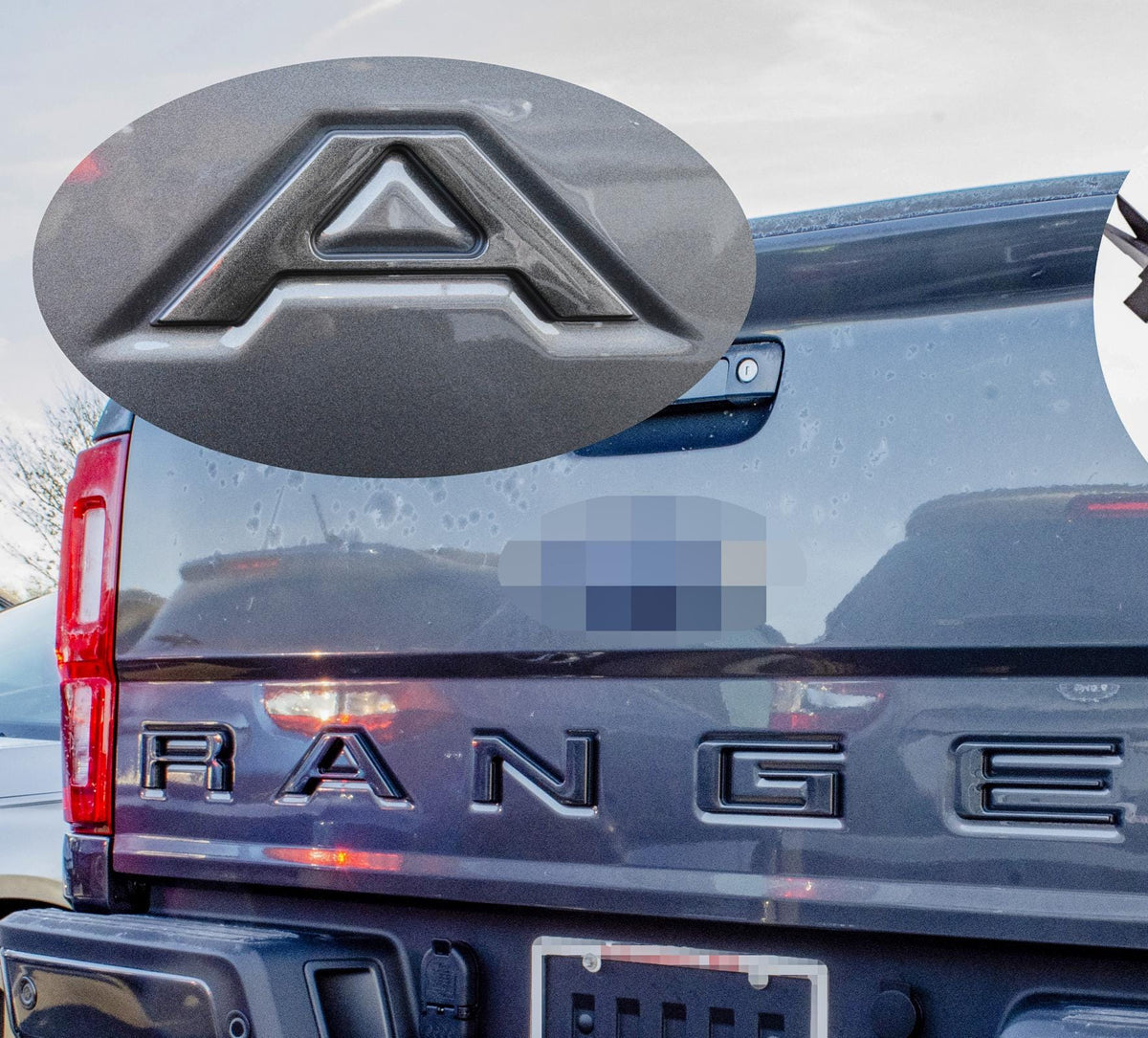 Gray with black outline Raised Tailgate Insert Letters Tailgate Letters Insert Plastic ABS Badge Fits 2019-2023 Ford Ranger Tailgate
