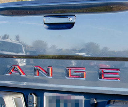 Black fiber with Red outline Raised Tailgate Insert Letters Tailgate Letters Insert Plastic ABS Badge Fits 2019-2023 Ford Ranger Tailgate