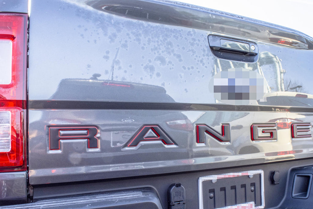 Black on Red outline Raised Tailgate Insert Letters Tailgate Letters Insert Plastic ABS Badge Fits 2019-2023 Ford Ranger Tailgate