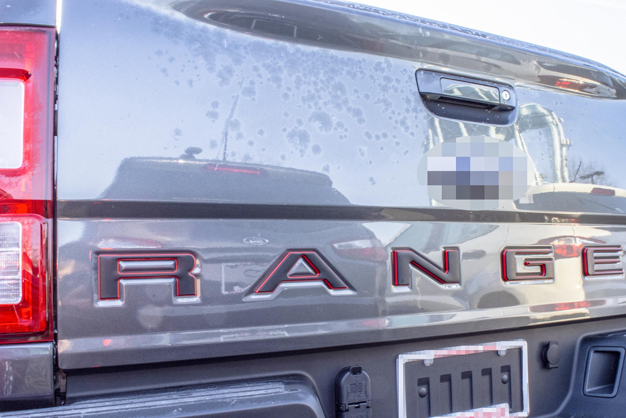 Black on Red outline Raised Tailgate Insert Letters Tailgate Letters Insert Plastic ABS Badge Fits 2019-2023 Ford Ranger Tailgate