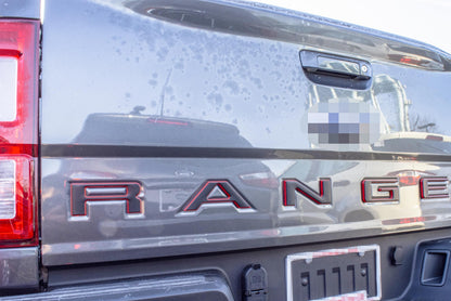 Black on Red outline Raised Tailgate Insert Letters Tailgate Letters Insert Plastic ABS Badge Fits 2019-2023 Ford Ranger Tailgate