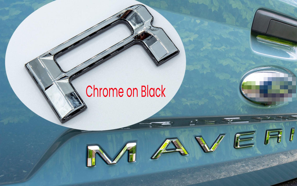 Chrome on Black Fits 2022-2025 Ford Maverick Tailgate Letters ABS Plastic Insert Decals - Durable Raised Badge Kit