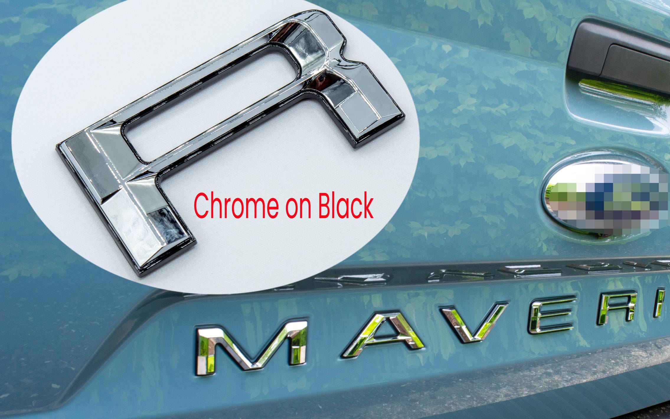 Chrome on Black Fits 2022-2025 Ford Maverick Tailgate Letters ABS Plastic Insert Decals - Durable Raised Badge Kit