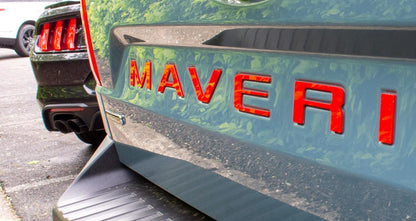 Red Raised Badges Fits 2022-2025 Ford Maverick Tailgate Letters ABS Plastic Insert Decals - Durable Raised Badge Kit