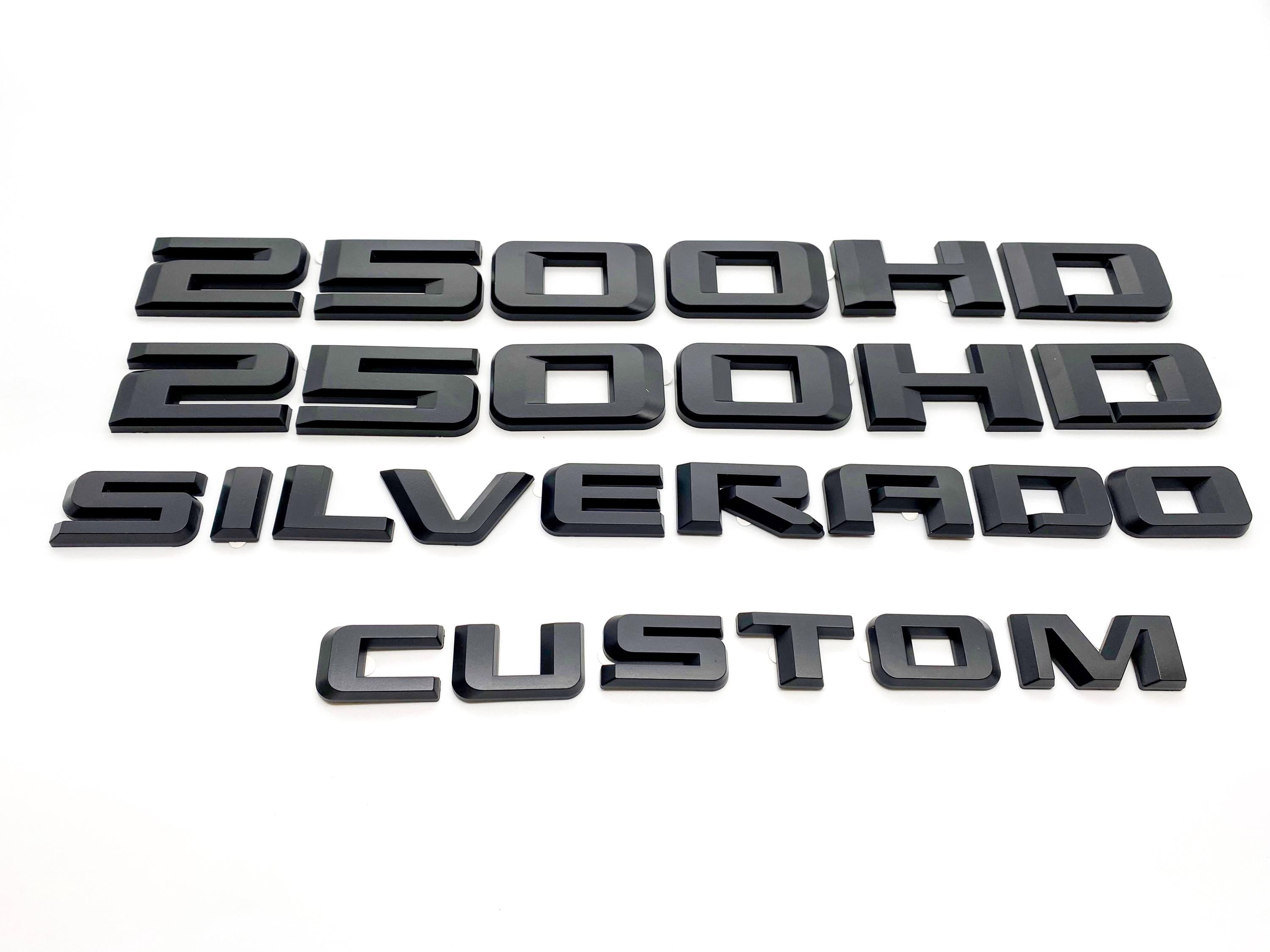 Black Silverado LT LTZ Custom Overlay Letters Emblem - Fits 2020-2025 Chevrolet Chevy Silverado 2500HD 3500HD