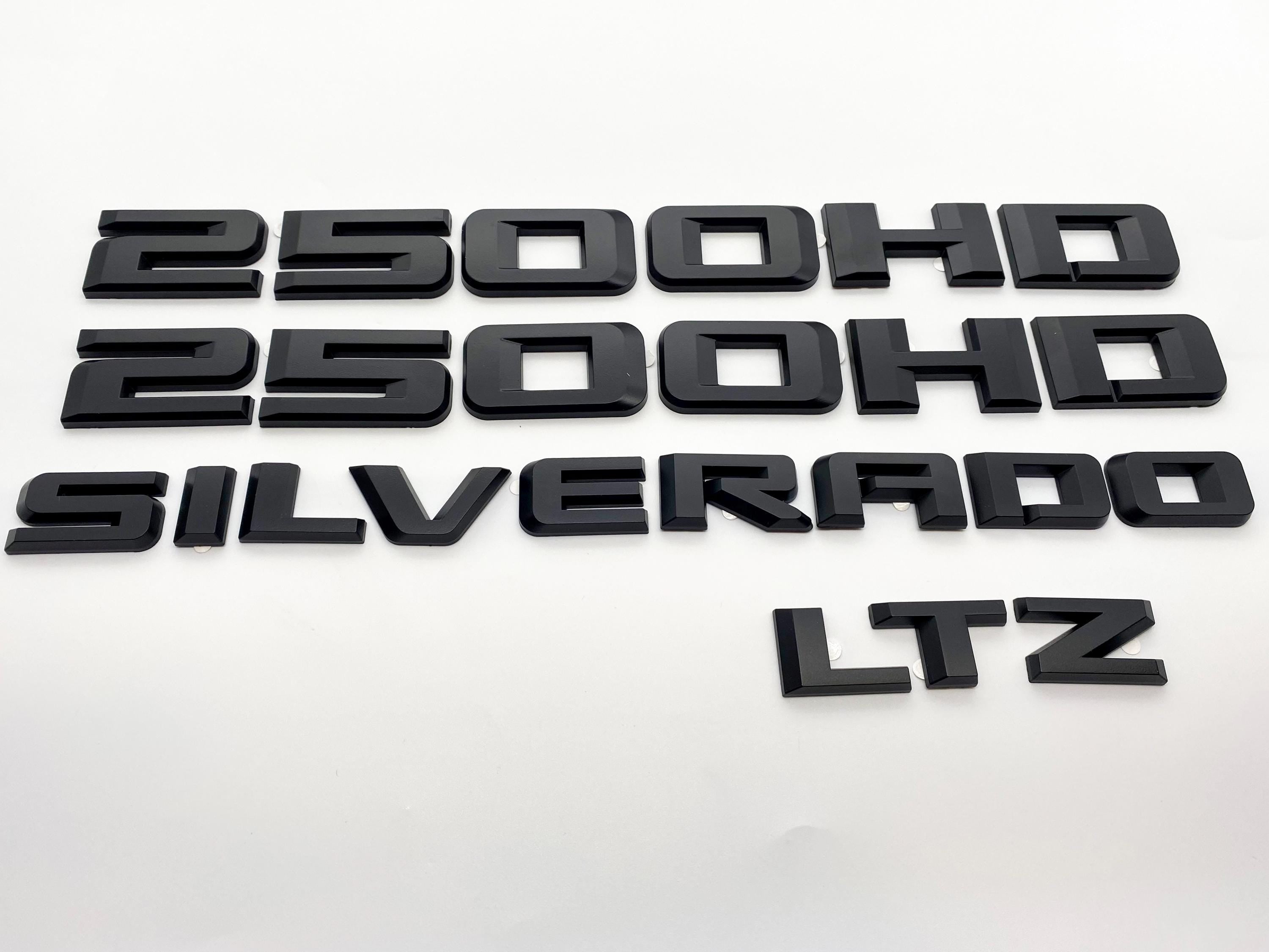 Black Silverado LT LTZ Custom Overlay Letters Emblem - Fits 2020-2025 Chevrolet Chevy Silverado 2500HD 3500HD