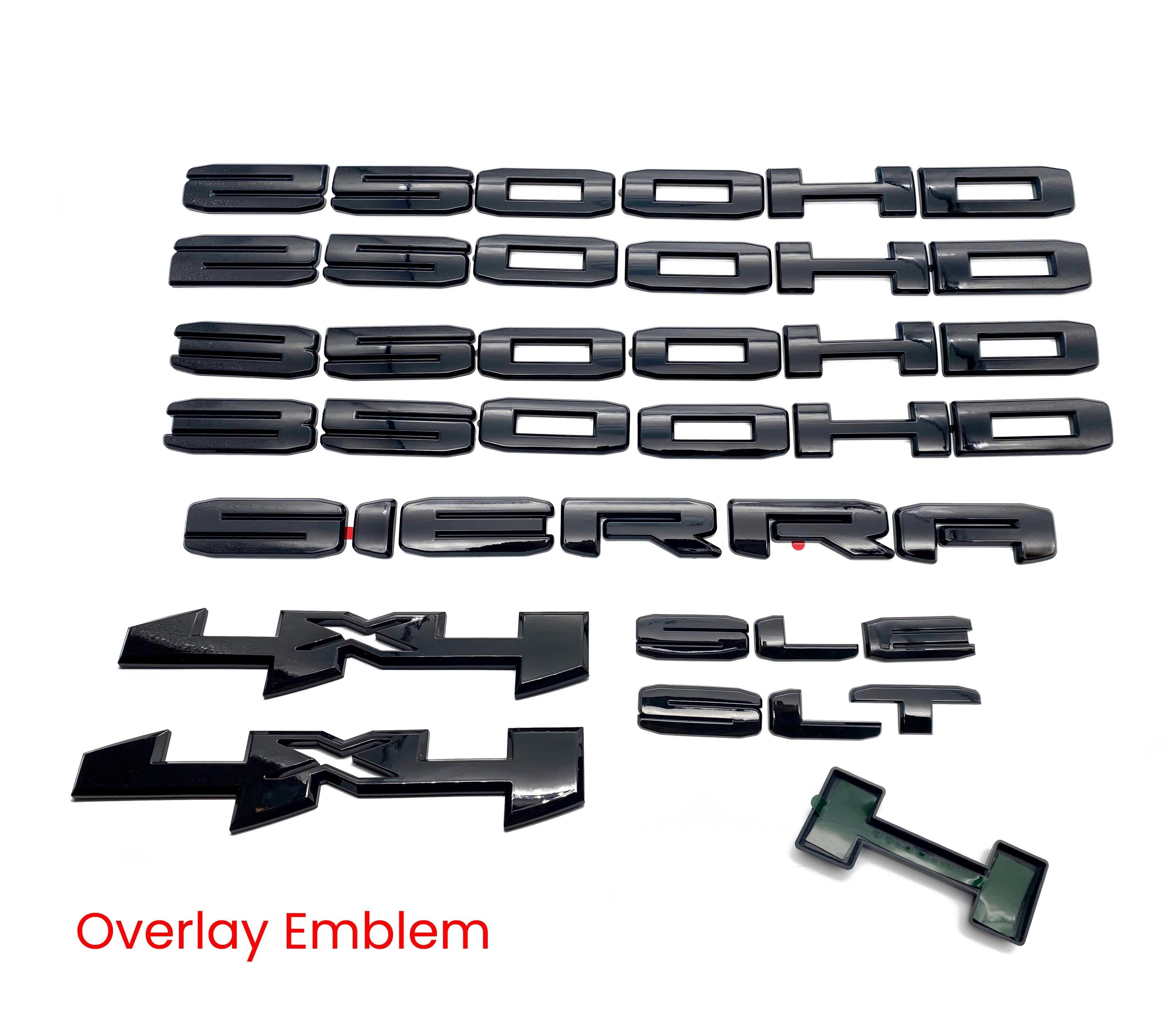 Doors Tailgate Gloss Black Emblem Overlay 2020-2023 GMC Sierra 2500HD 3500HD SLT SLE  4X4