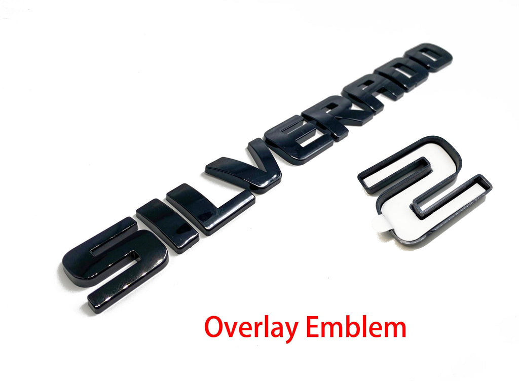 Overlay Gloss Black / Matte Black Doors Rear Emblems Fit 2007-2018 Silverado 1500 LTZ LT