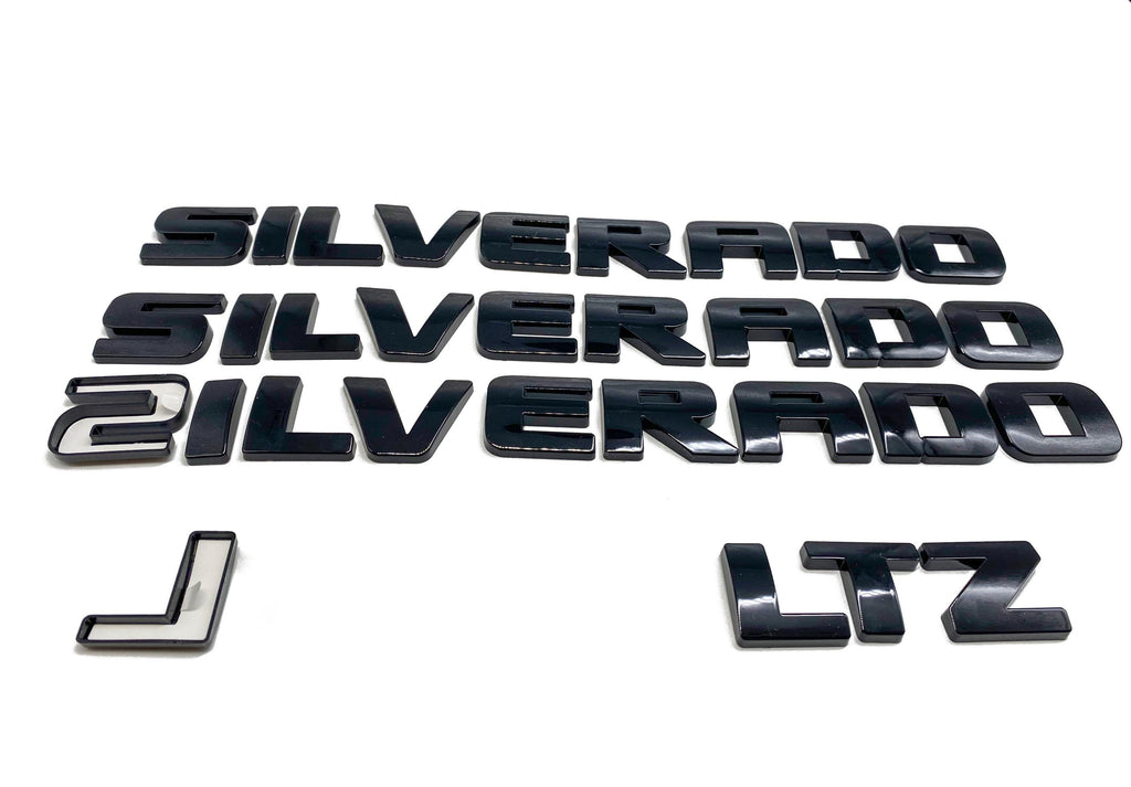 Overlay Gloss Black / Matte Black Doors Rear Emblems Fit 2007-2018 Silverado 1500 LTZ LT