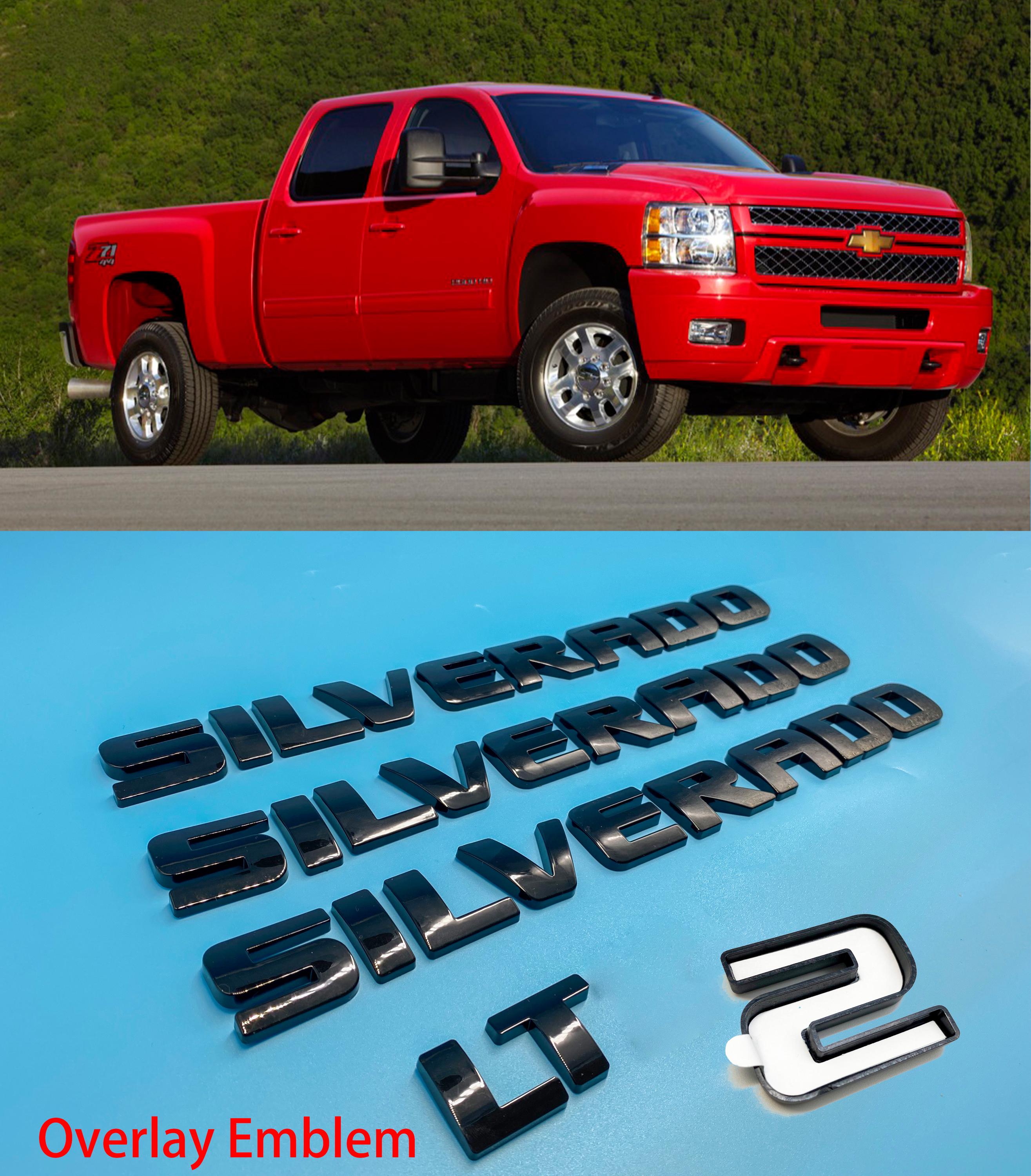 Overlay Gloss Black / Matte Black Doors Rear Emblems Fit 2007-2018 Silverado 1500 LTZ LT