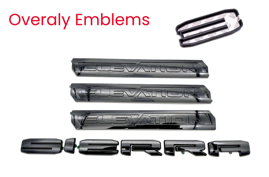 Doors Tailgate Gloss Black Emblem Overlay 2019-2025 GMC Sierra 1500  Elevation