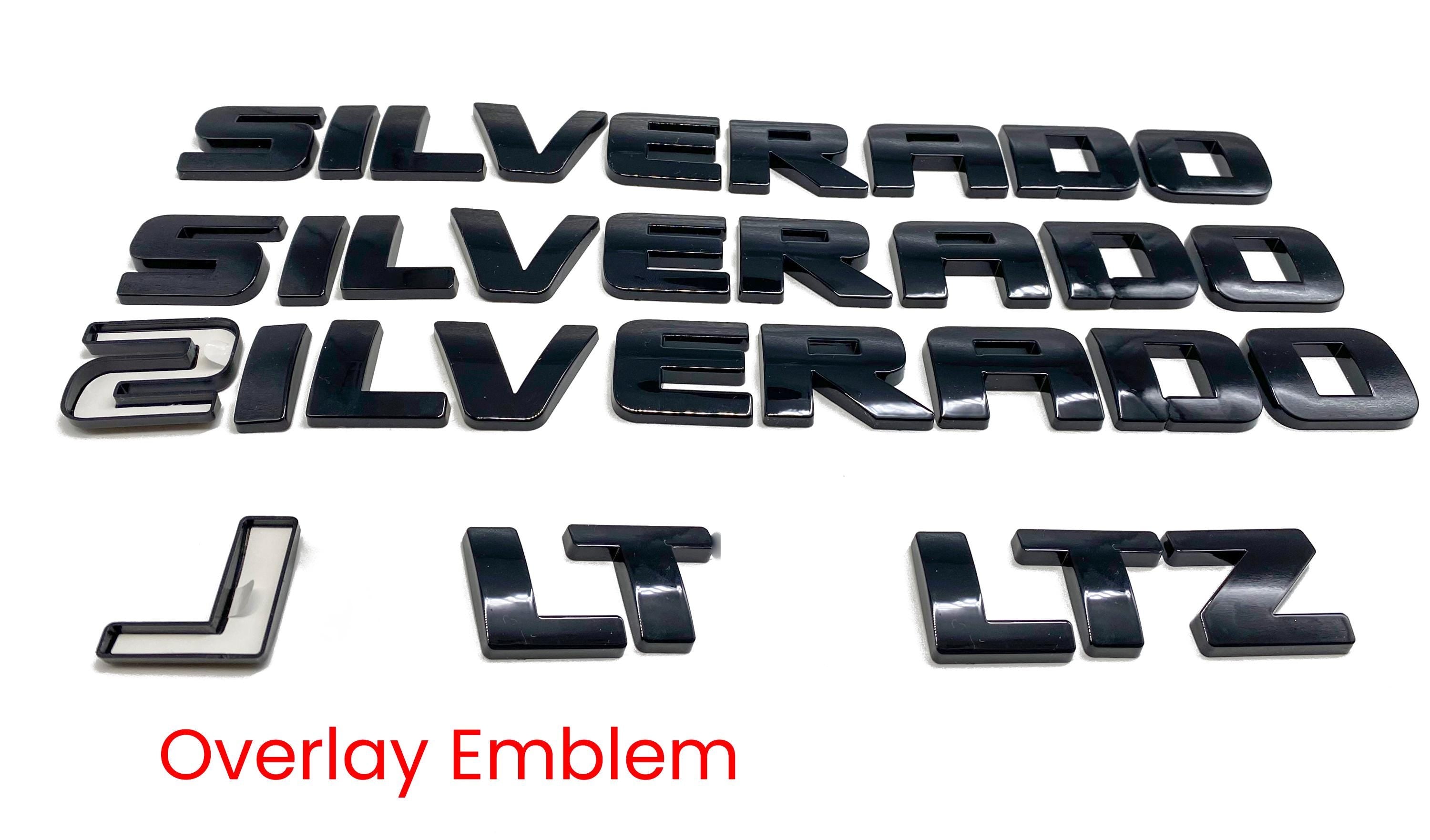 Overlay Gloss Black / Matte Black Doors Rear Emblems Fit 2007-2018 Silverado 1500 LTZ LT